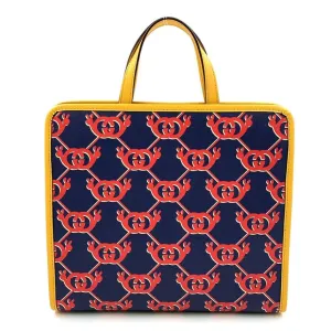 Gucci LB108848 GG Crab Pattern Yellow Trim Tote Bag