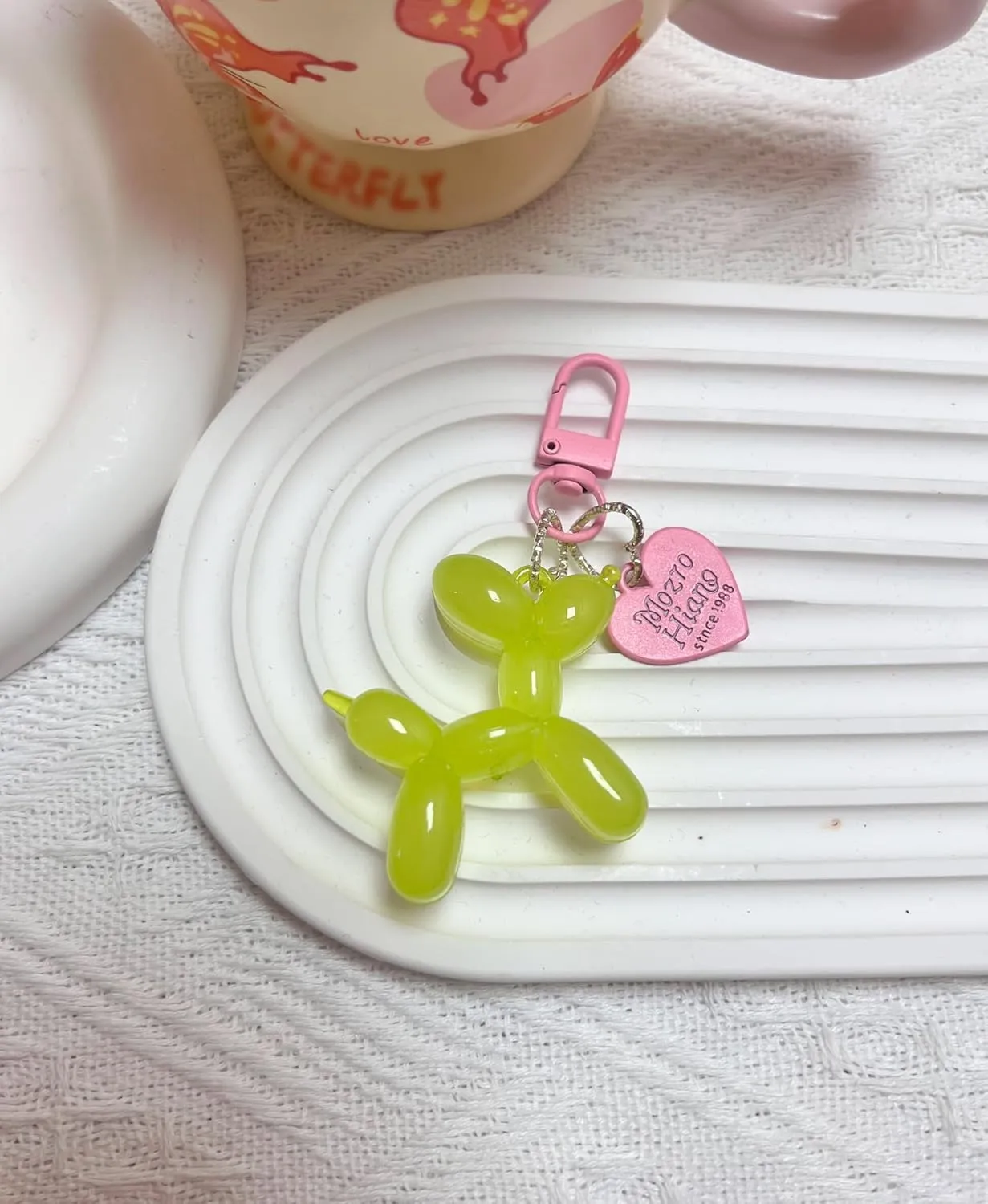 LAEKOU Jelly Balloon Dog Design Keychain for Women, Cute Girls Key Chain, Bag Charms Accessories for Car Purse Backpack