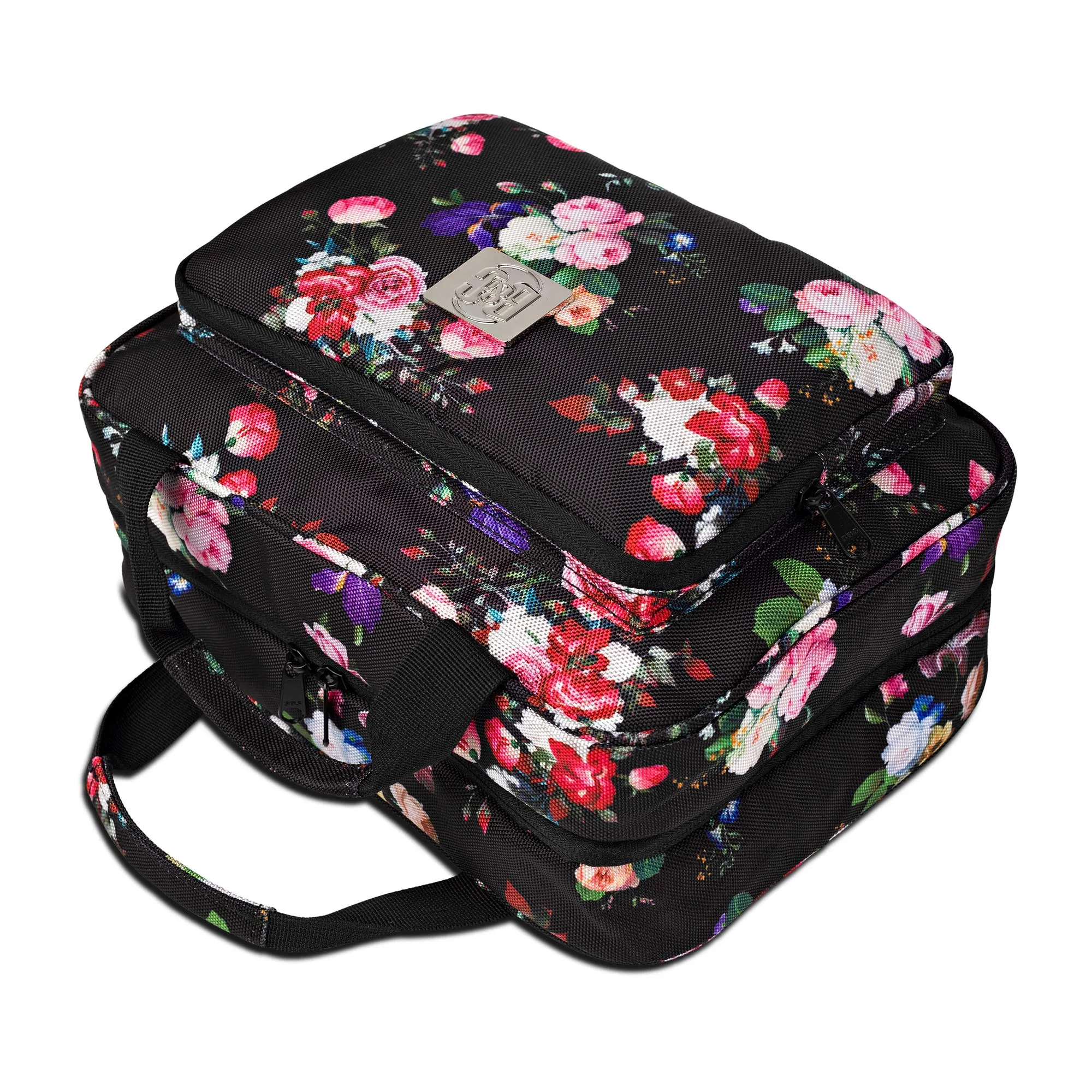 Large Hanging Travel Cosmetic Bag For Women - Versatile Toiletry And Cosmetic Makeup Organizer With Many Pockets (Black roses)