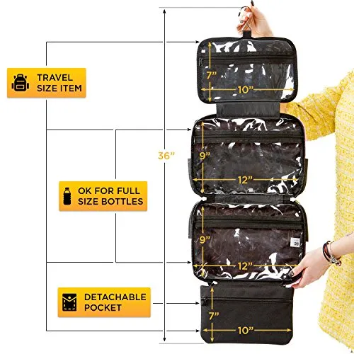 Large Versatile Travel Cosmetic Bag - Perfect Hanging Travel Toiletry Organizer