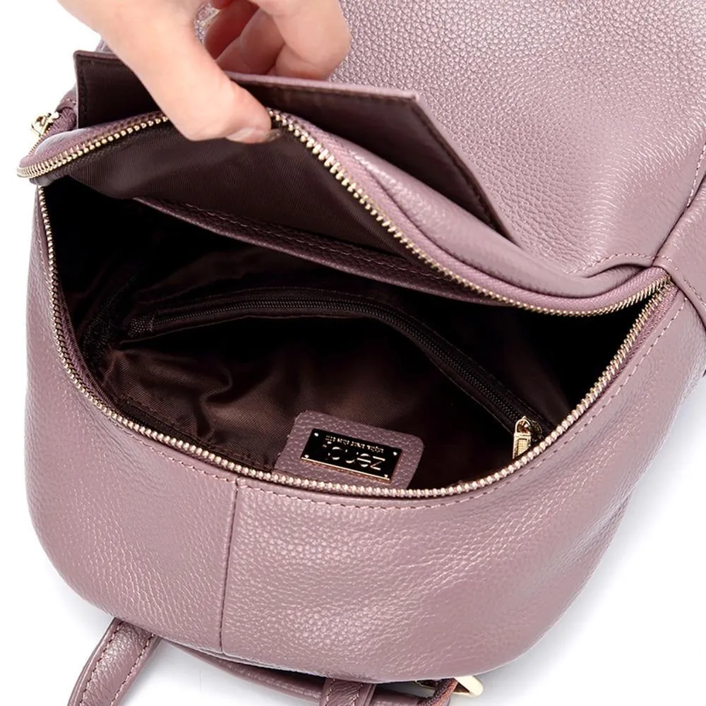 Leather Women Backpack Ladies Travel Bags Preppy Style Schoolbags