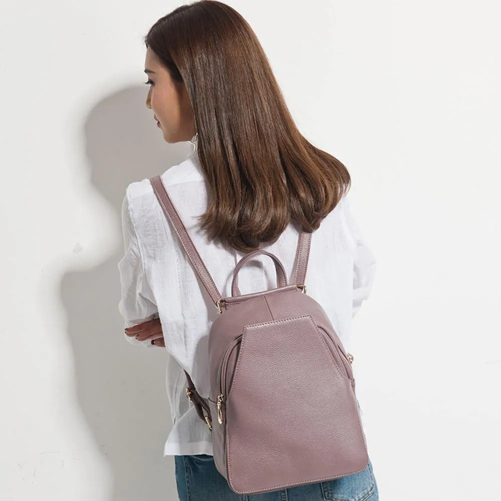 Leather Women Backpack Ladies Travel Bags Preppy Style Schoolbags