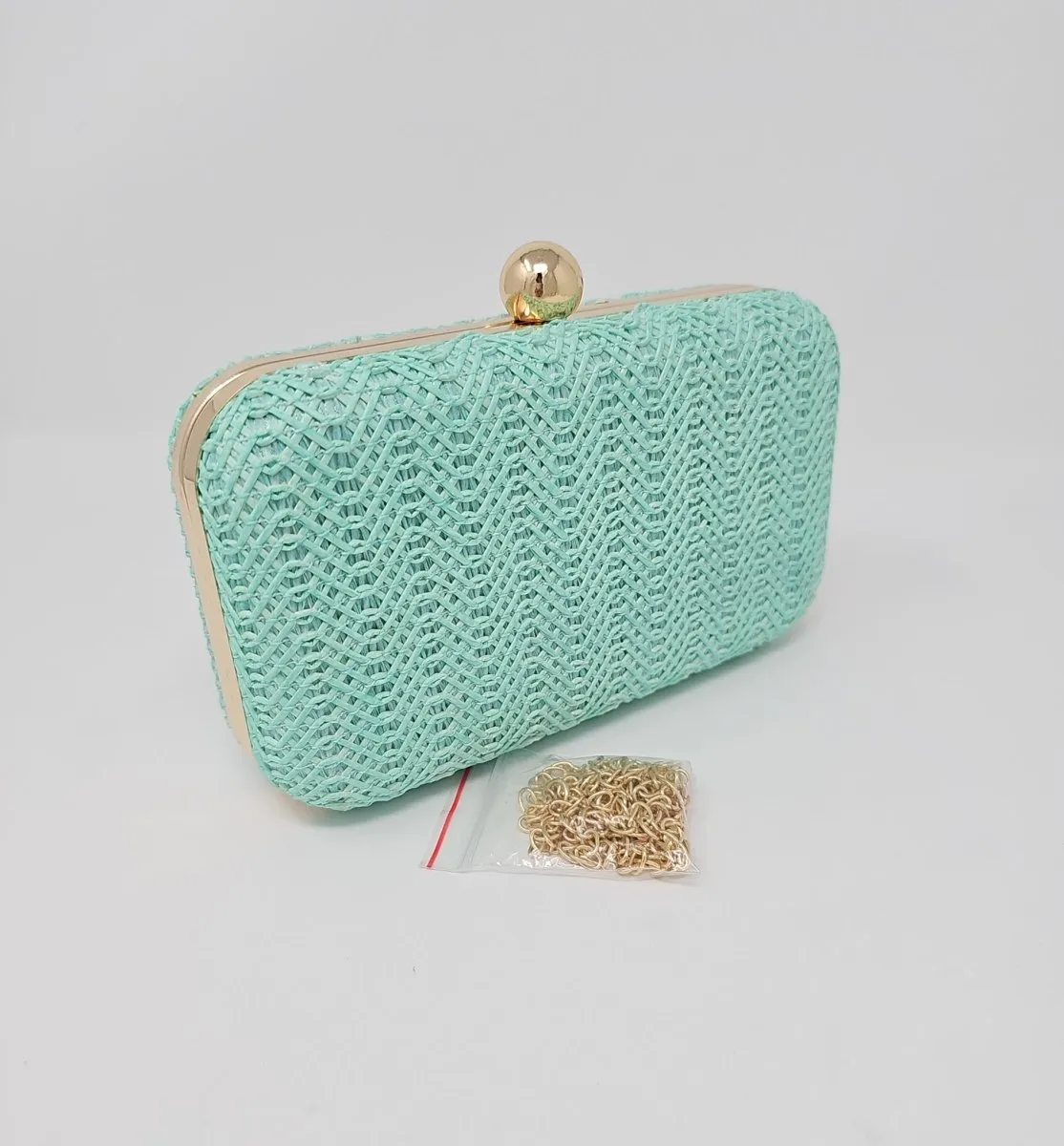 Mint Green Knit Clutch Bag