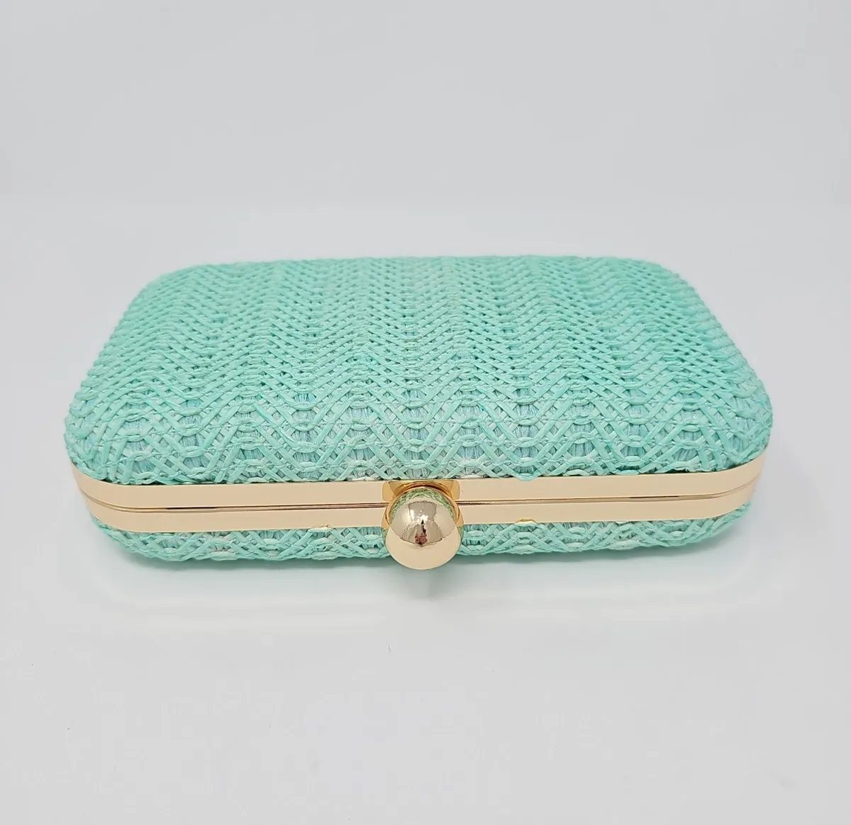 Mint Green Knit Clutch Bag