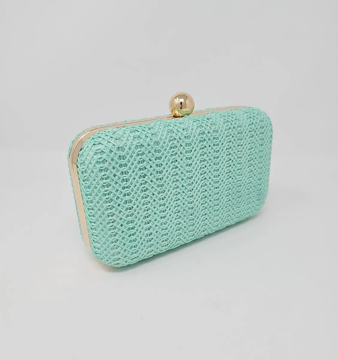 Mint Green Knit Clutch Bag