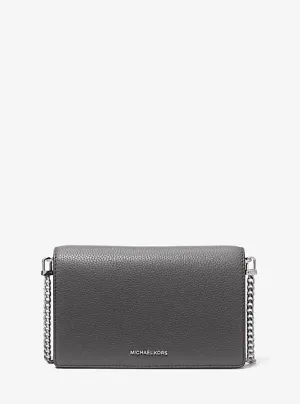 MK Jet Set Medium Pebbled Leather Crossbody Bag - Grey - Michael Kors
