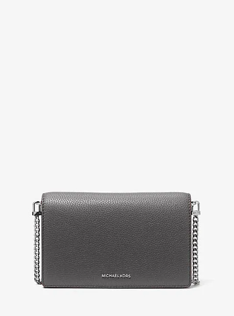 MK Jet Set Medium Pebbled Leather Crossbody Bag - Grey - Michael Kors