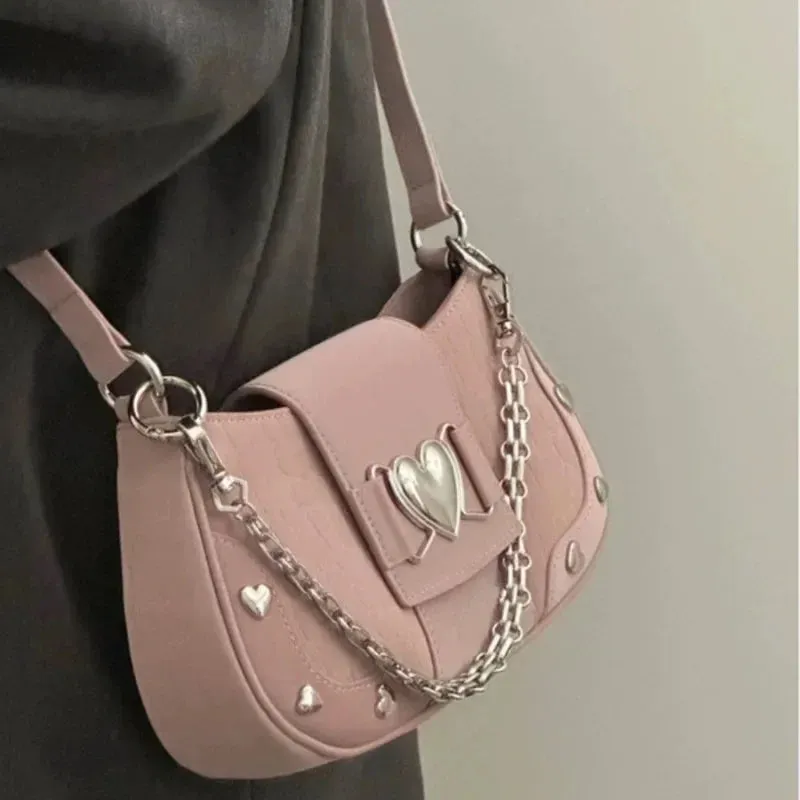 New Fashion Shoulder Bag PU Bags for Women Cool Pink Crossbody