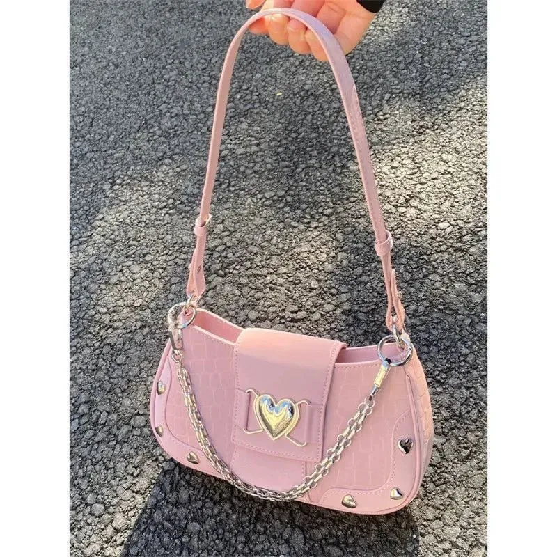 New Fashion Shoulder Bag PU Bags for Women Cool Pink Crossbody