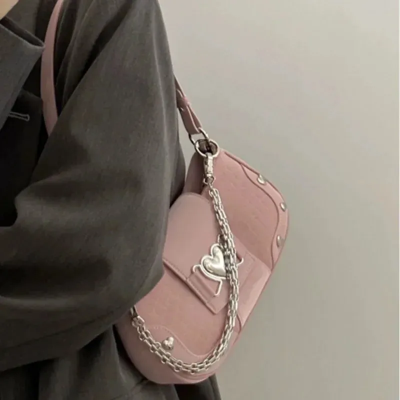 New Fashion Shoulder Bag PU Bags for Women Cool Pink Crossbody