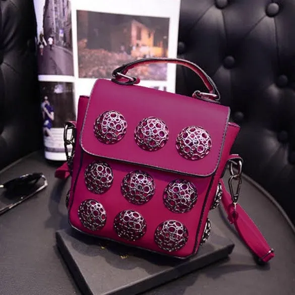 New Fashion Women Synthetic Leather Hollow Out Button Decorated Handbag/Shoulder Bag/Messenger Bag