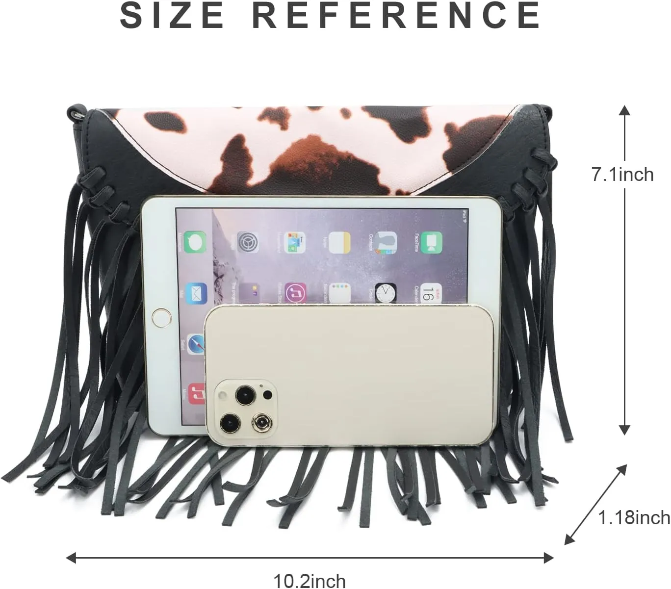Oweisong Fringe Crossbody Purse for Women Western Cowgirl Purse Leather Tassel Fanny Packs Black Shoulder Handbags