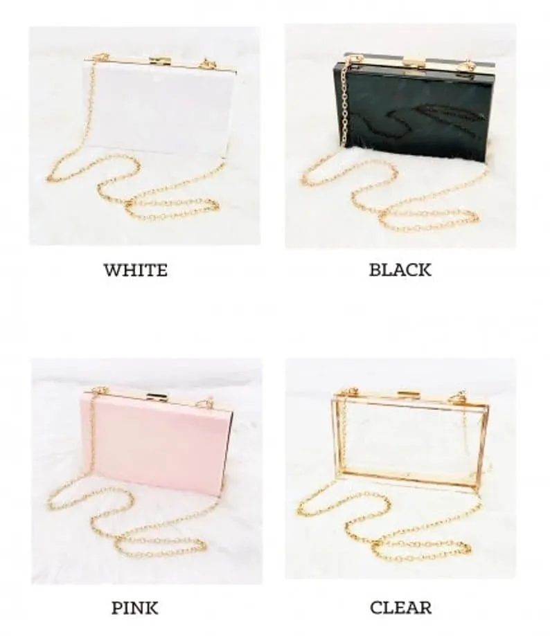 Personalized Acrylic Clutch Purse (4 Different Chains Included)