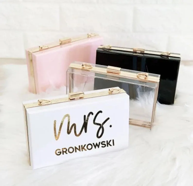 Personalized Acrylic Clutch Purse (4 Different Chains Included)
