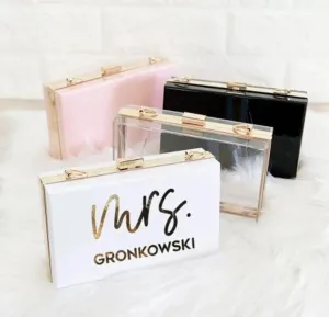 Personalized Acrylic Clutch Purse (4 Different Chains Included)