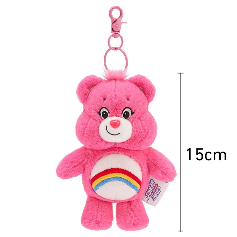 Plush Care Bears Rainbow Keychain Backpack School Bag Pendants Anime Toy Bear Keyring Bag Pendant with Sound Kawaii Sanrio Dolls Great Gifts