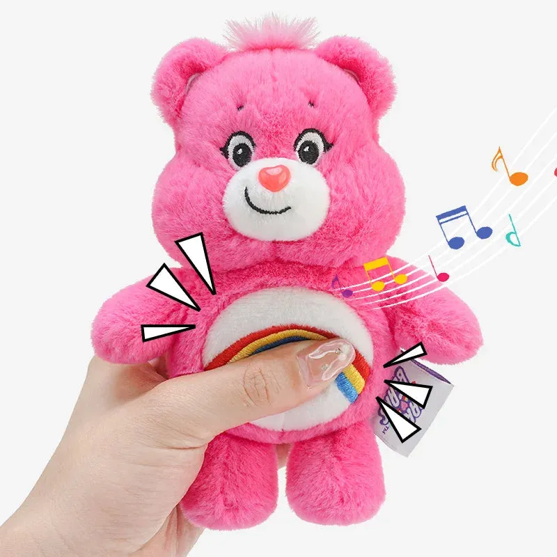 Plush Care Bears Rainbow Keychain Backpack School Bag Pendants Anime Toy Bear Keyring Bag Pendant with Sound Kawaii Sanrio Dolls Great Gifts