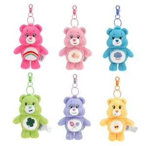 Plush Care Bears Rainbow Keychain Backpack School Bag Pendants Anime Toy Bear Keyring Bag Pendant with Sound Kawaii Sanrio Dolls Great Gifts