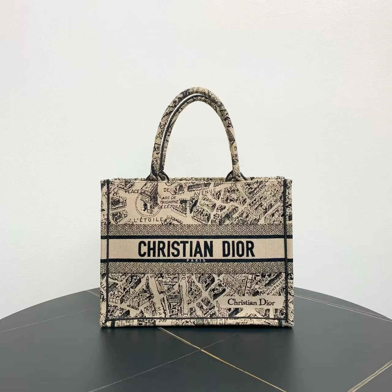 Preloved Dior Book Tote Bag Beige Canvas Tote