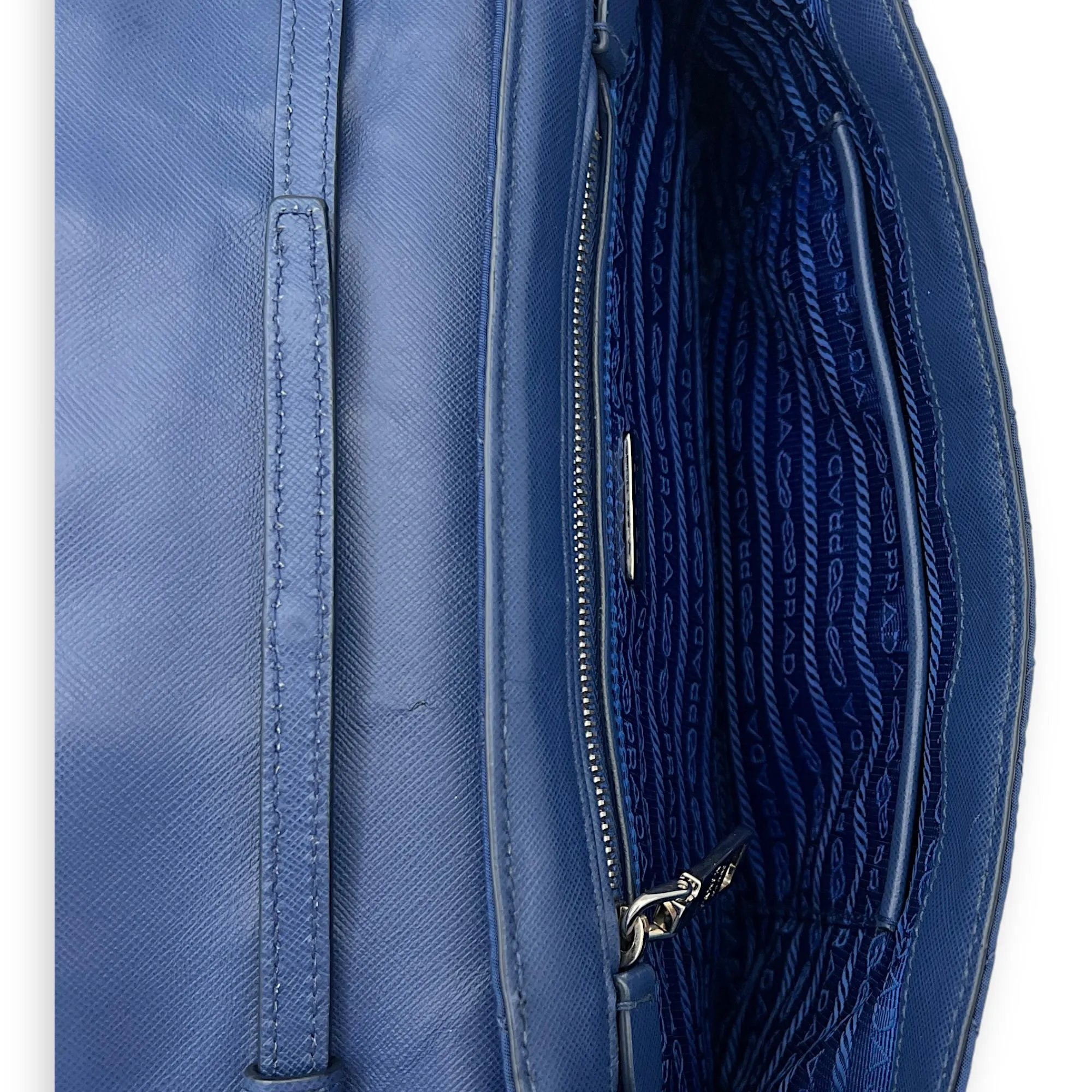 Quilted Crossbody Bag Blue in Nylon, Silver hardware