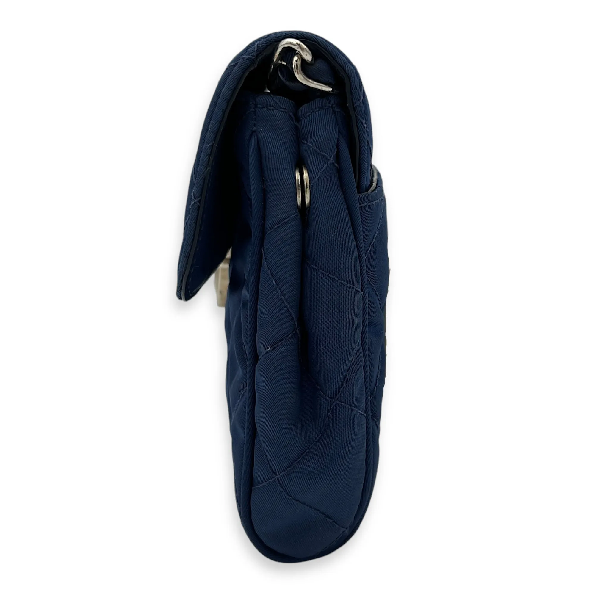 Quilted Crossbody Bag Blue in Nylon, Silver hardware