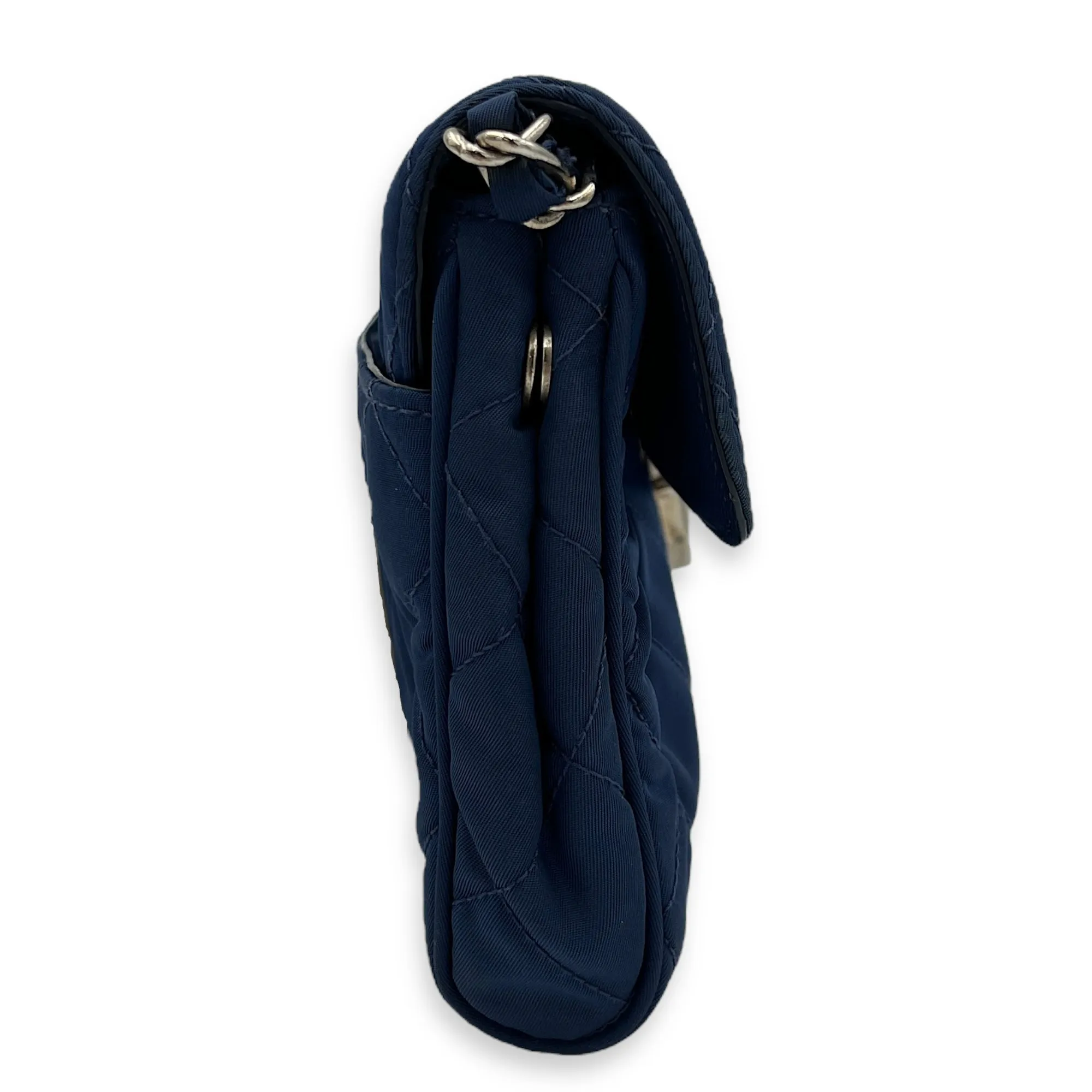 Quilted Crossbody Bag Blue in Nylon, Silver hardware