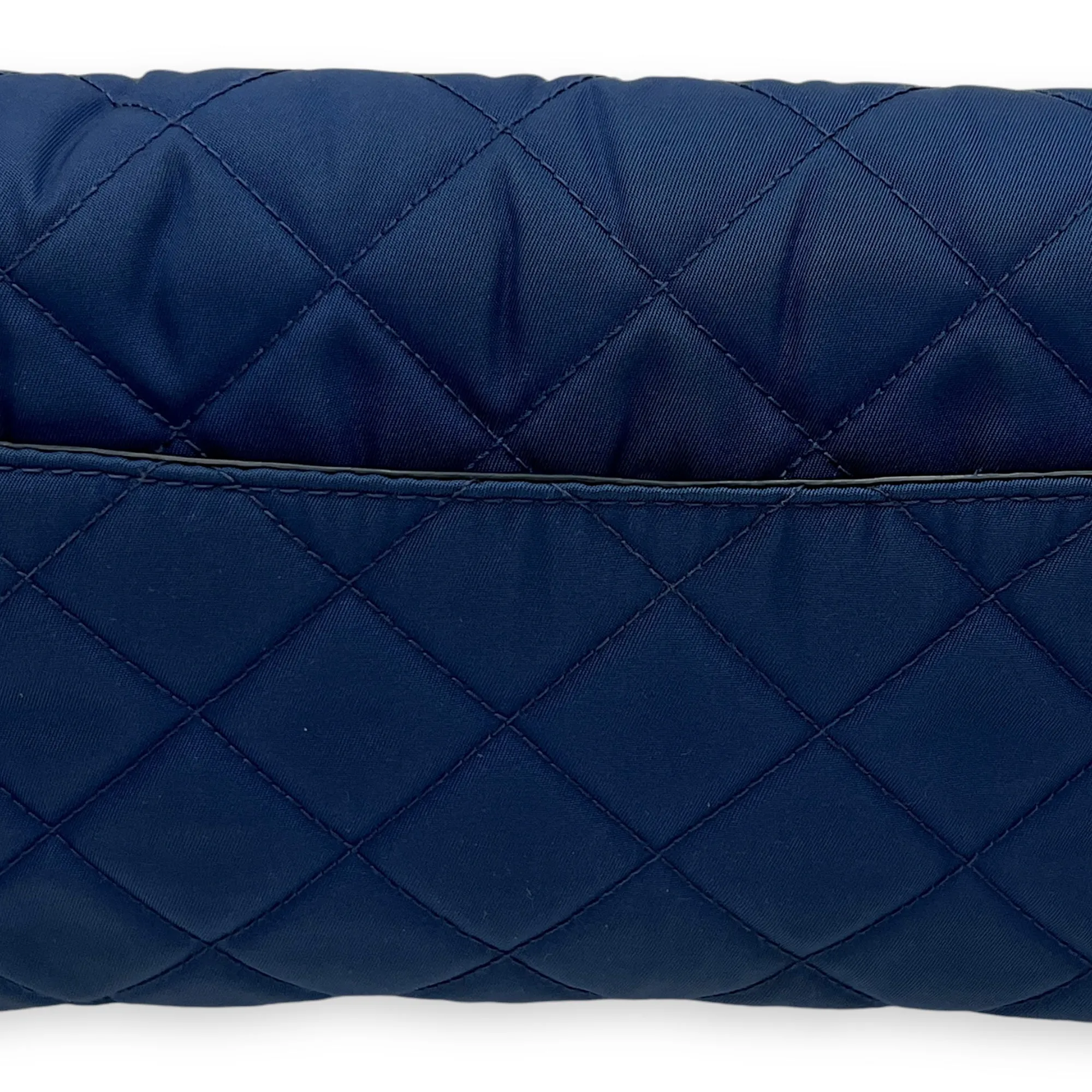 Quilted Crossbody Bag Blue in Nylon, Silver hardware