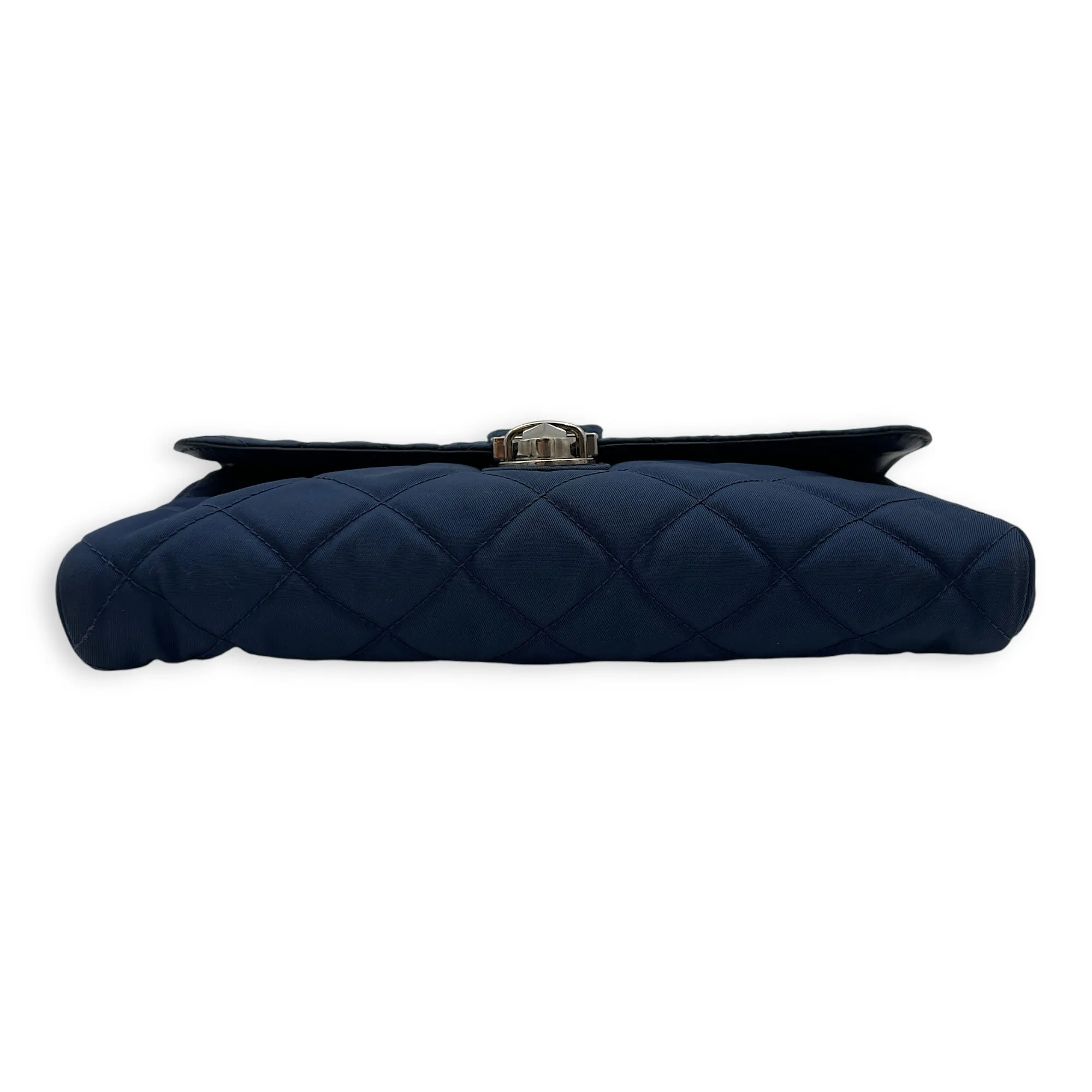 Quilted Crossbody Bag Blue in Nylon, Silver hardware