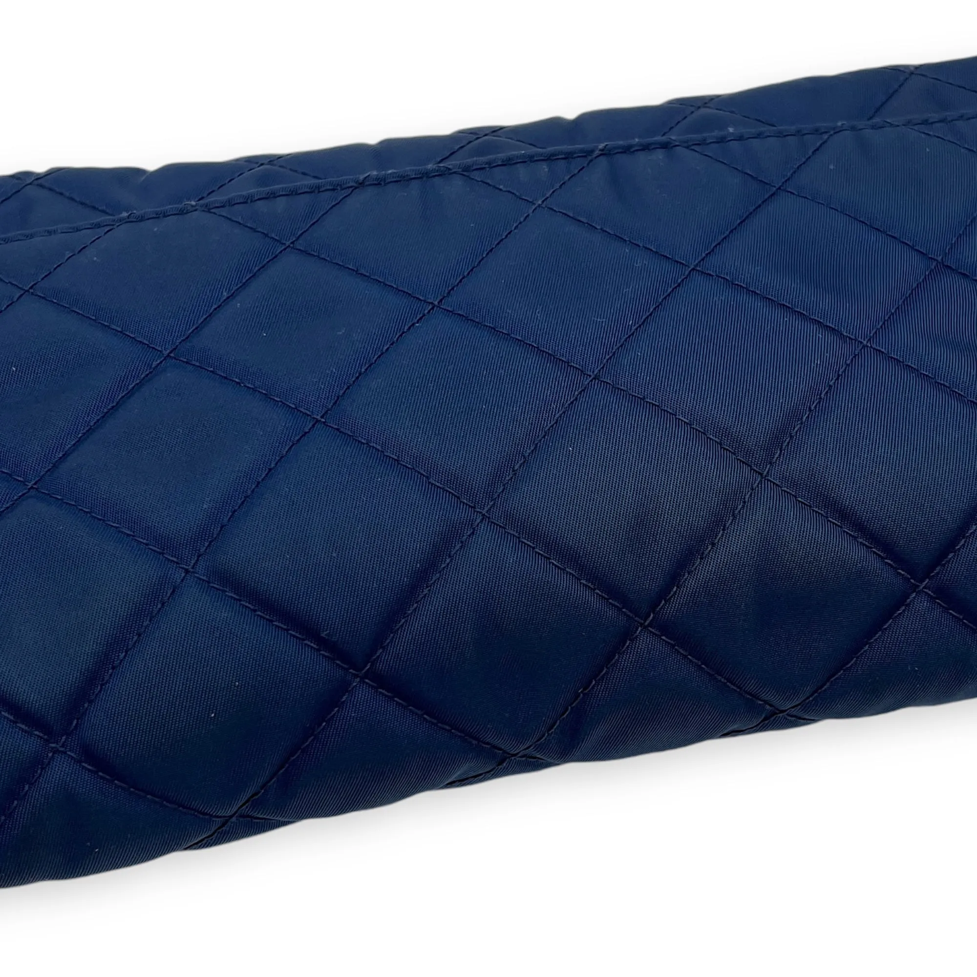 Quilted Crossbody Bag Blue in Nylon, Silver hardware