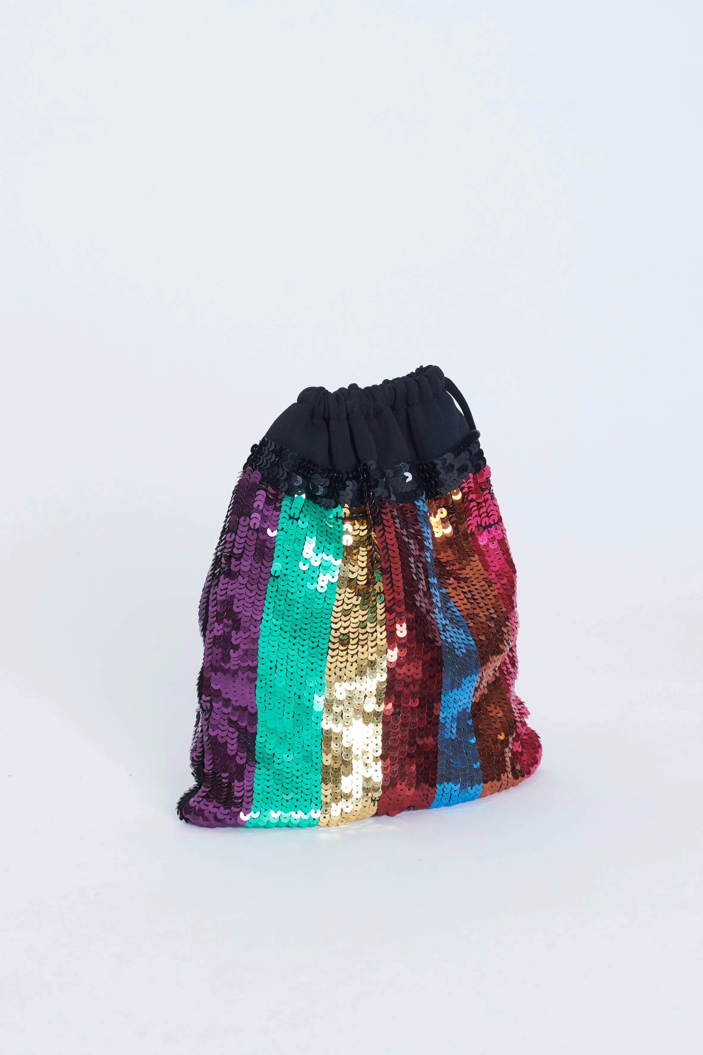 Rainbow Sequin Preowned Drawstring Wristlet Bag