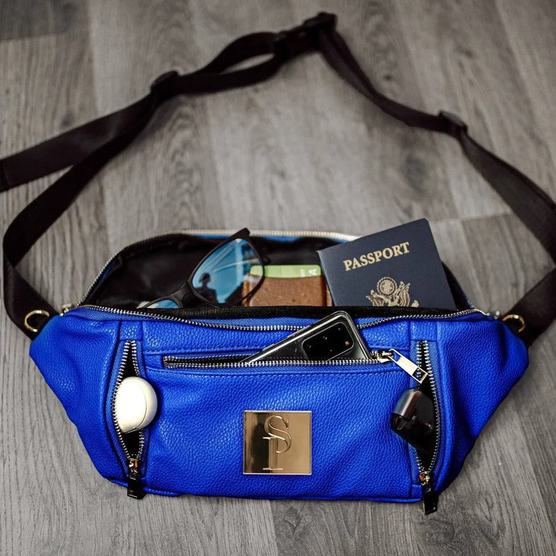 Royal Blue Leather Cross Body/Waist Bag