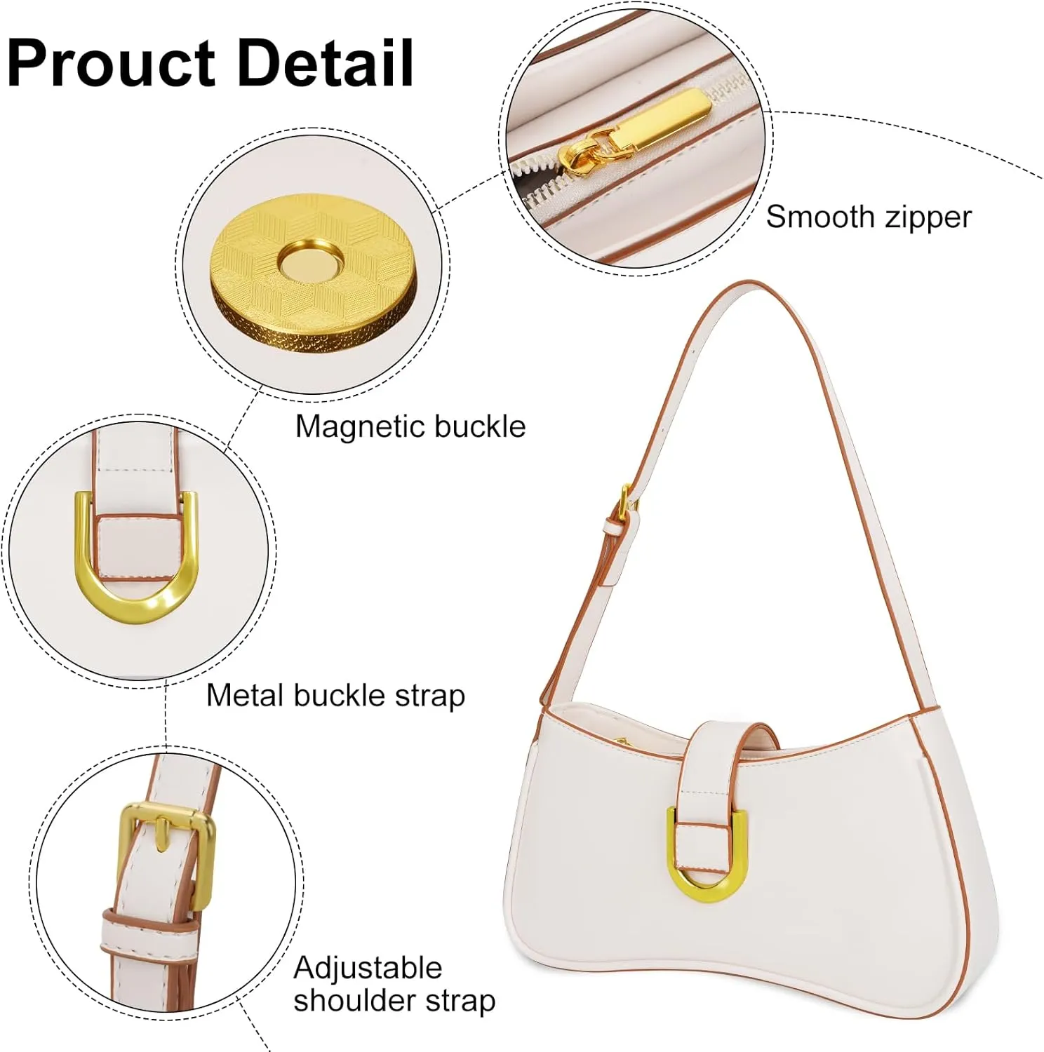 Shoulder Bag for Women Y2K Trendy Underarm Purse Vegan Leather Clutch Hobo Handbags