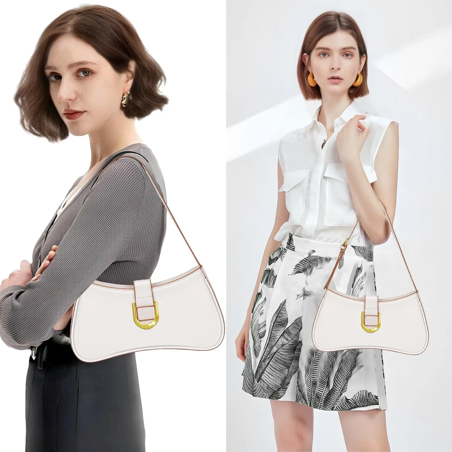 Shoulder Bag for Women Y2K Trendy Underarm Purse Vegan Leather Clutch Hobo Handbags