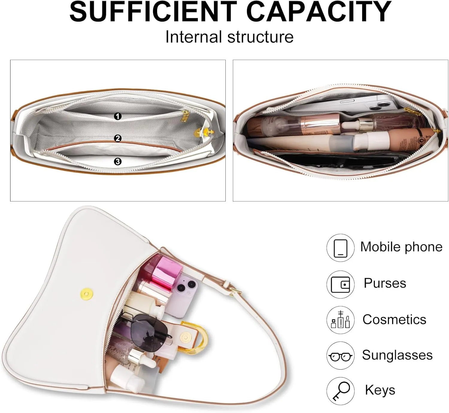 Shoulder Bag for Women Y2K Trendy Underarm Purse Vegan Leather Clutch Hobo Handbags