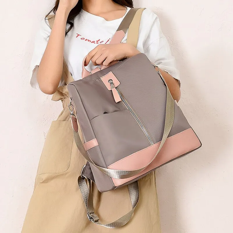 Splicing Women Backpack High Quality Youth Leather Backpacks for Teenage Girls Female School Trend zipper Shoulder Bag 2021 new