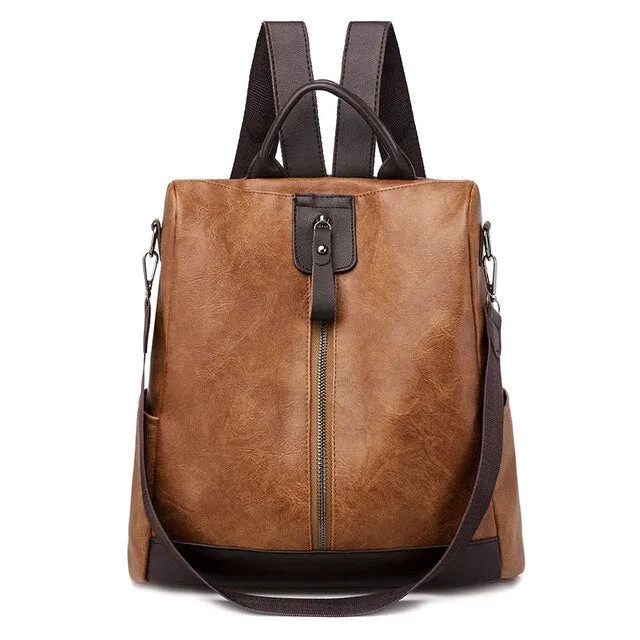 Splicing Women Backpack High Quality Youth Leather Backpacks for Teenage Girls Female School Trend zipper Shoulder Bag 2021 new