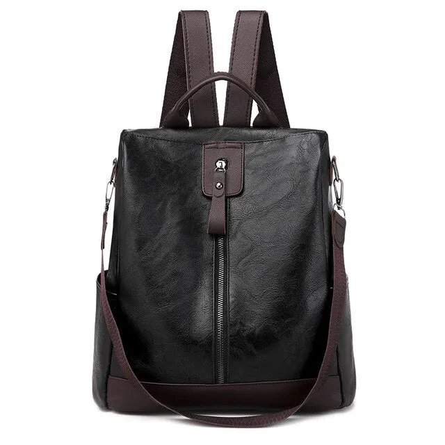 Splicing Women Backpack High Quality Youth Leather Backpacks for Teenage Girls Female School Trend zipper Shoulder Bag 2021 new