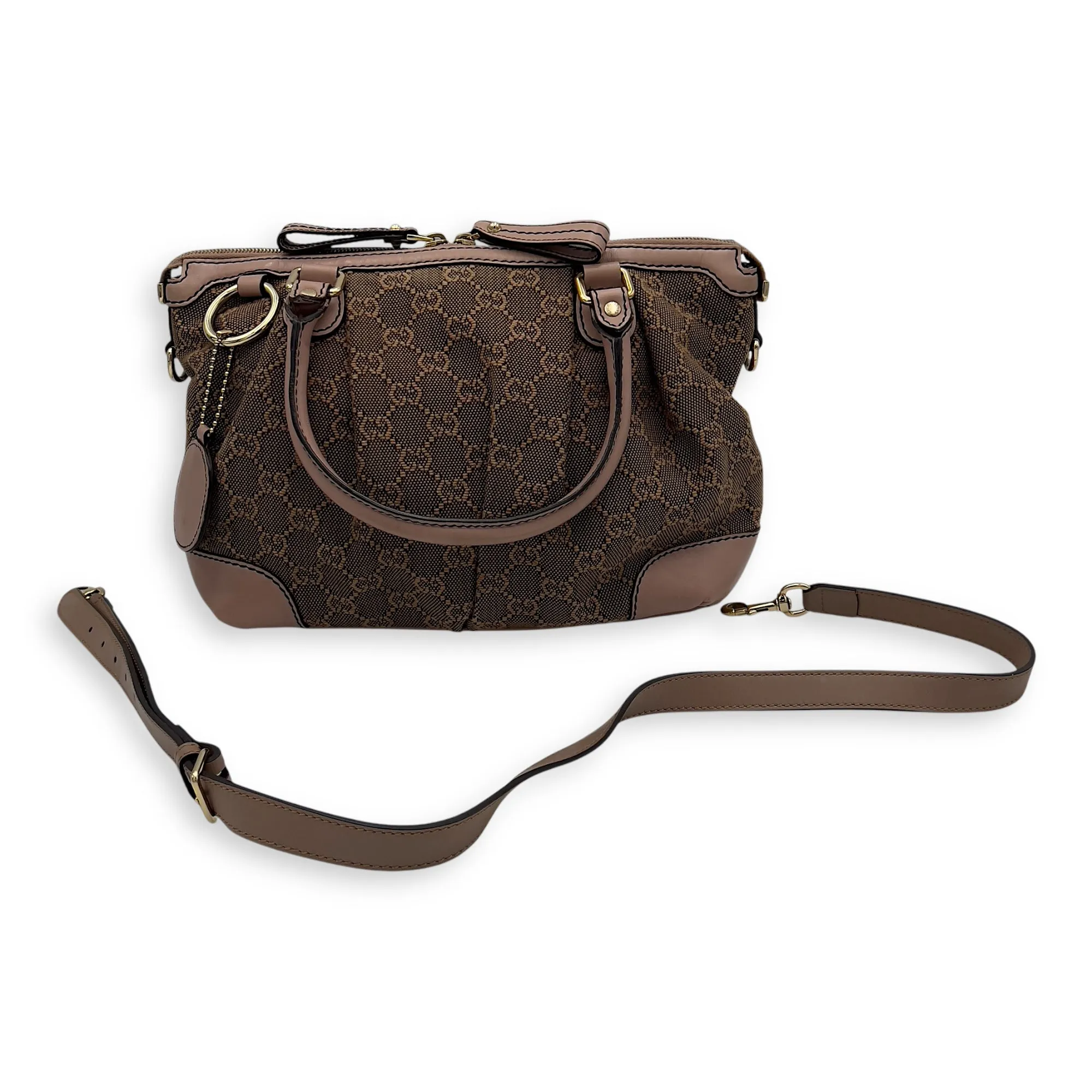 Sukey Crossbody Bag Medium Pink in Canvas, Gold hardware
