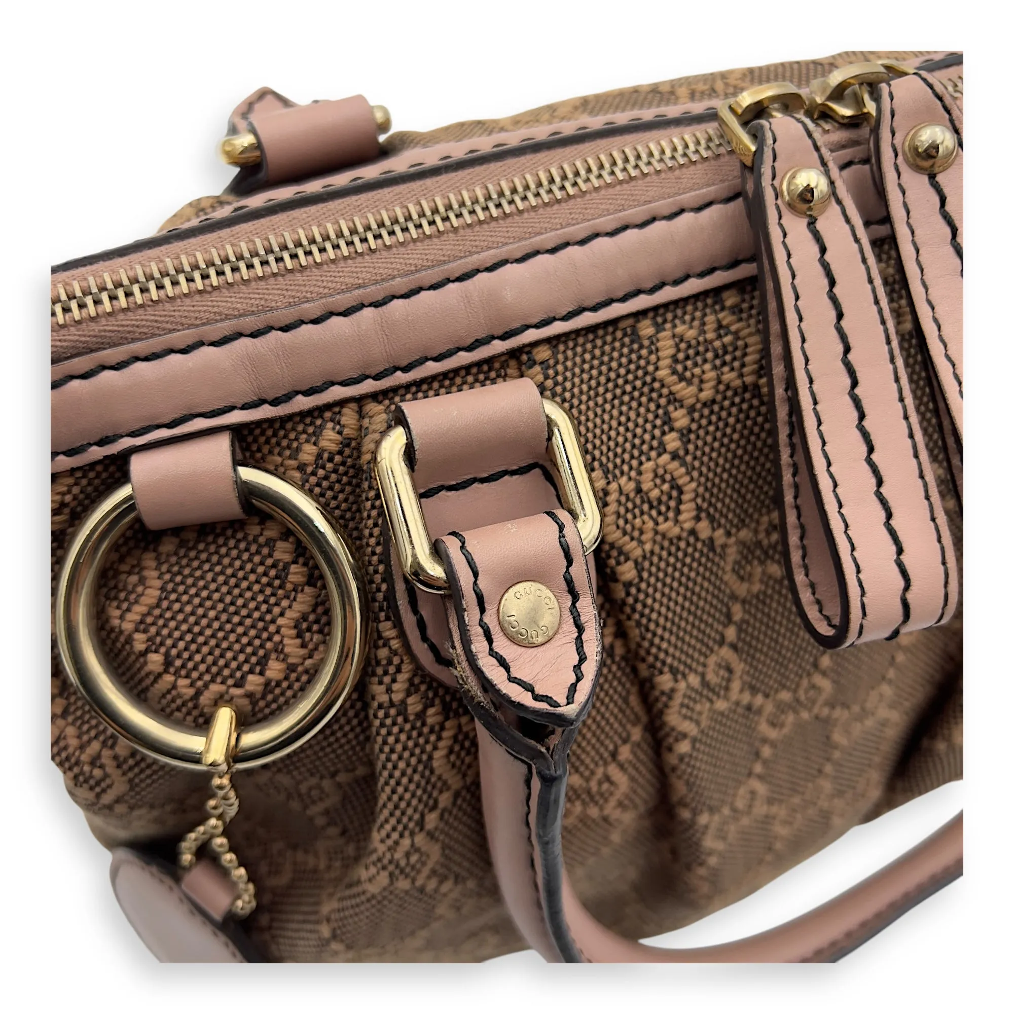 Sukey Crossbody Bag Medium Pink in Canvas, Gold hardware