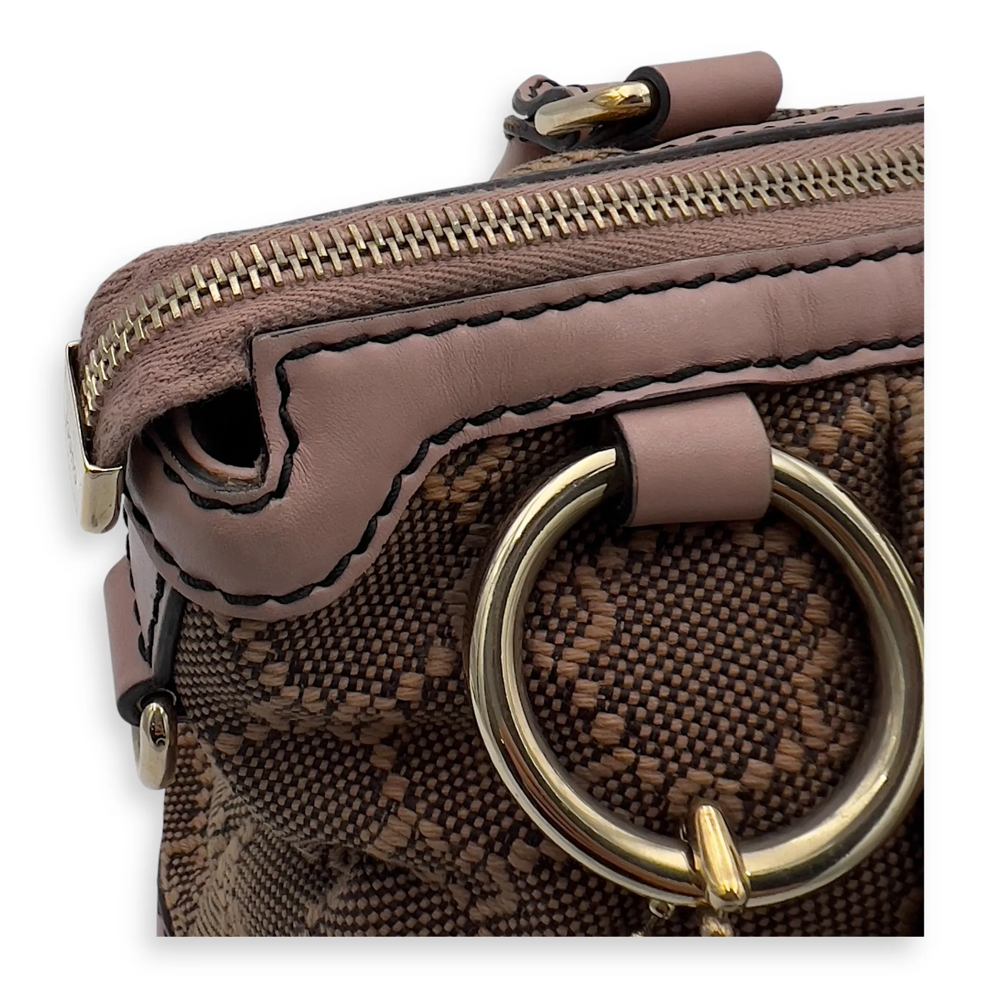 Sukey Crossbody Bag Medium Pink in Canvas, Gold hardware