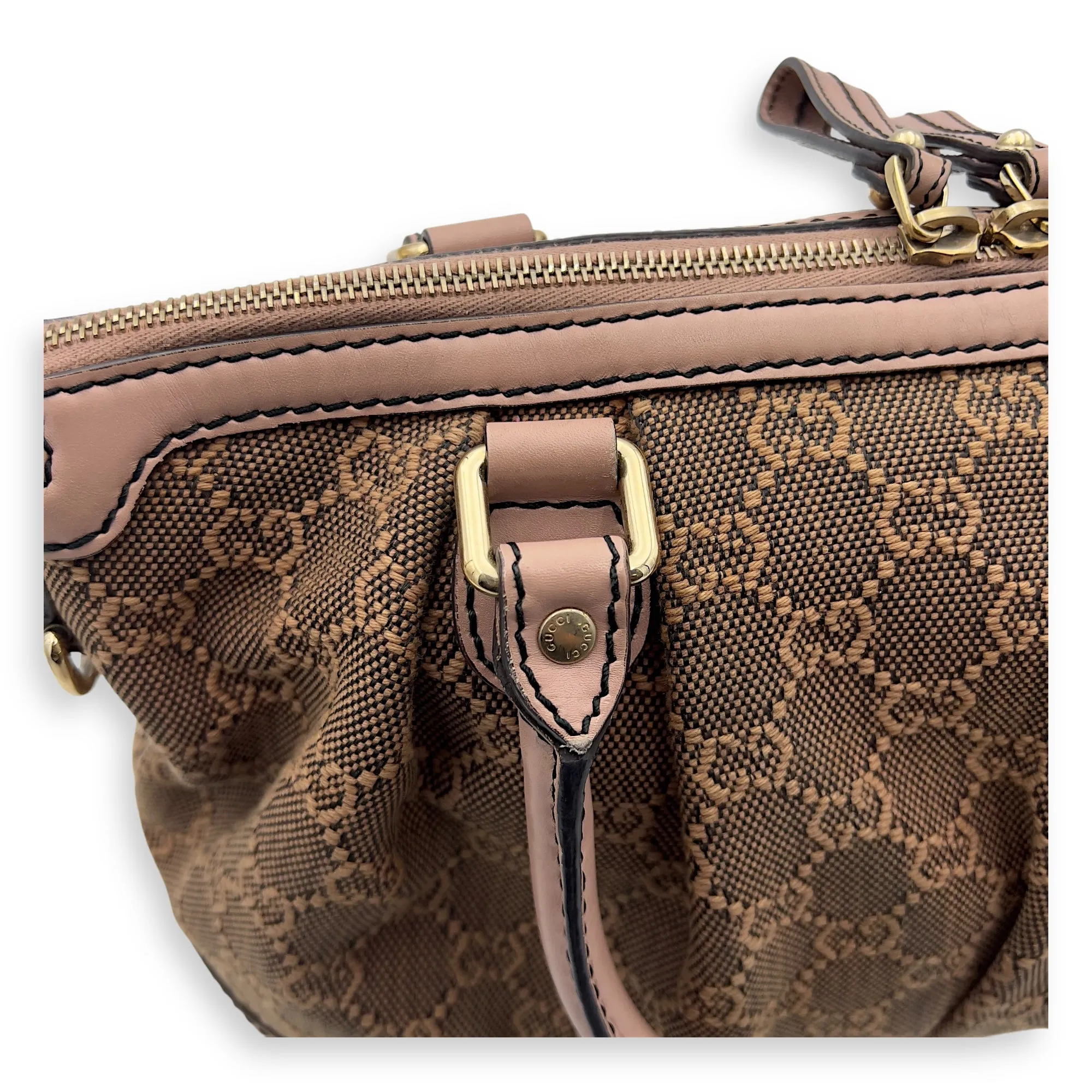 Sukey Crossbody Bag Medium Pink in Canvas, Gold hardware