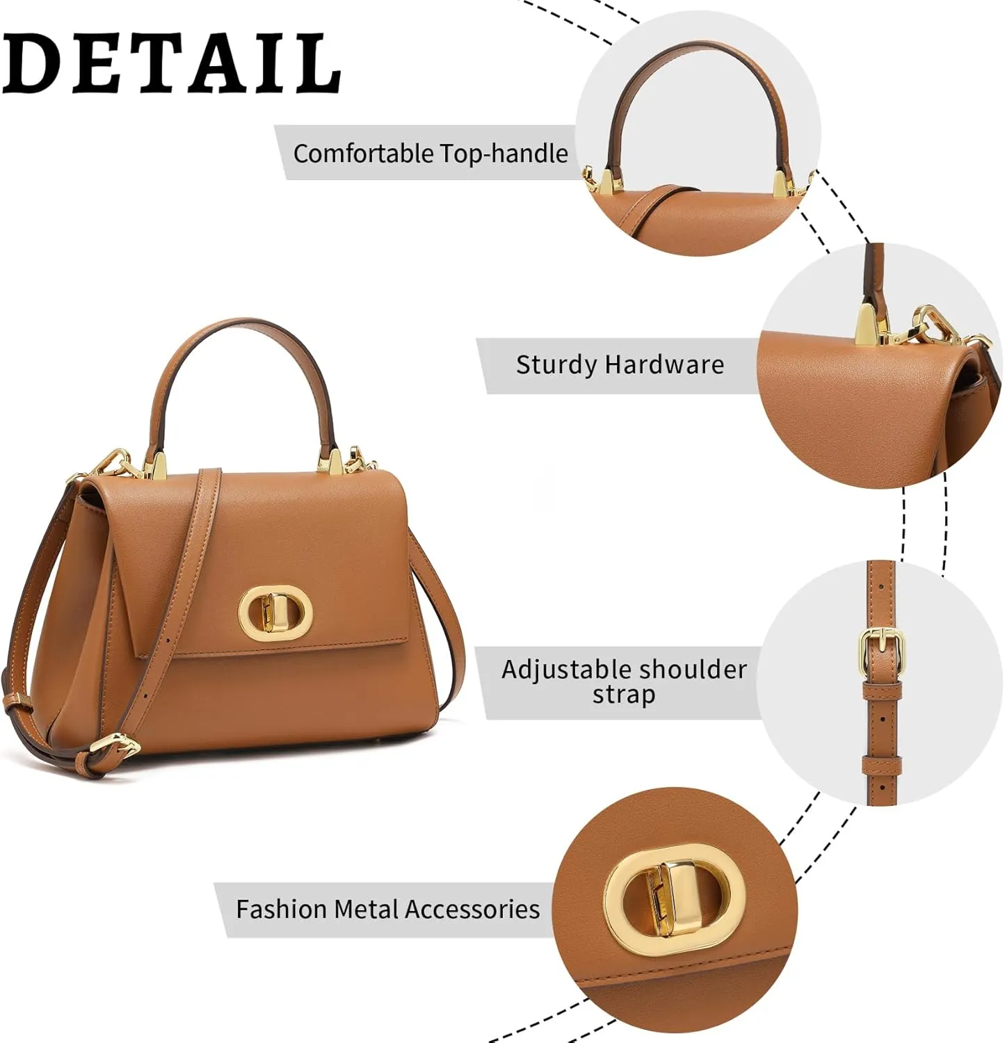 Top Handle Bag Fashion Leather Purses for Women with Multiple Internal Pockets Satchel Bag for Ladies.