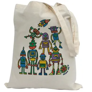 Tote Bag Colour Me In Robots