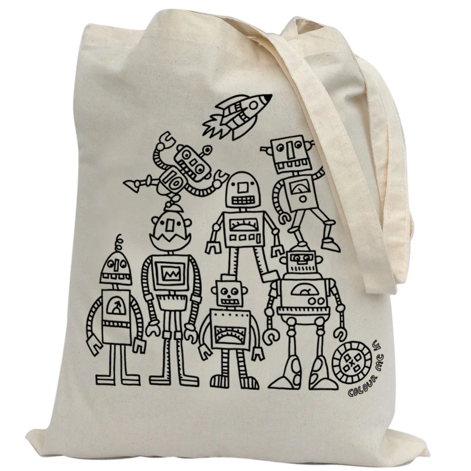 Tote Bag Colour Me In Robots