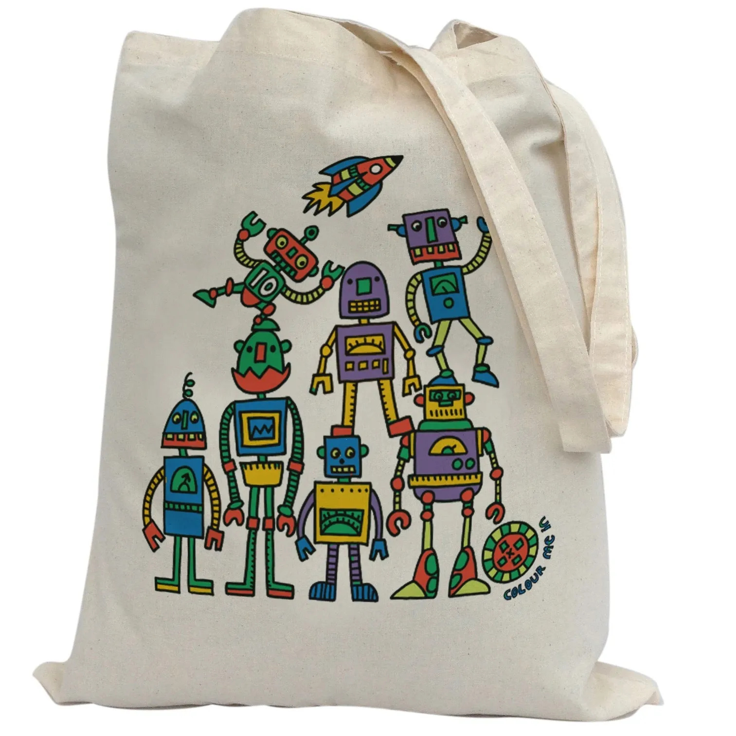 Tote Bag Colour Me In Robots