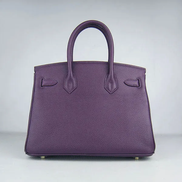 Trendy Inspired Hermes Birkin 30cm Togo Leather Handbags Purple Golden