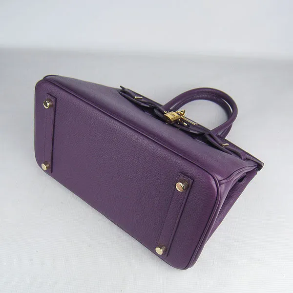 Trendy Inspired Hermes Birkin 30cm Togo Leather Handbags Purple Golden