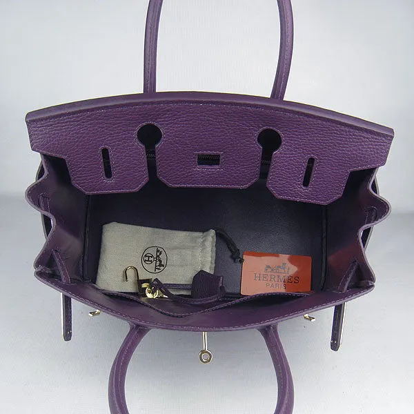 Trendy Inspired Hermes Birkin 30cm Togo Leather Handbags Purple Golden