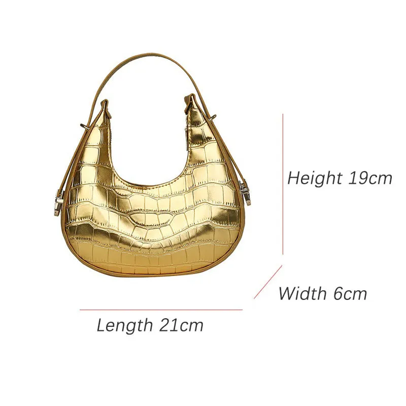 Trendy Metallic-like Finish Mini U-Shaped Handbags