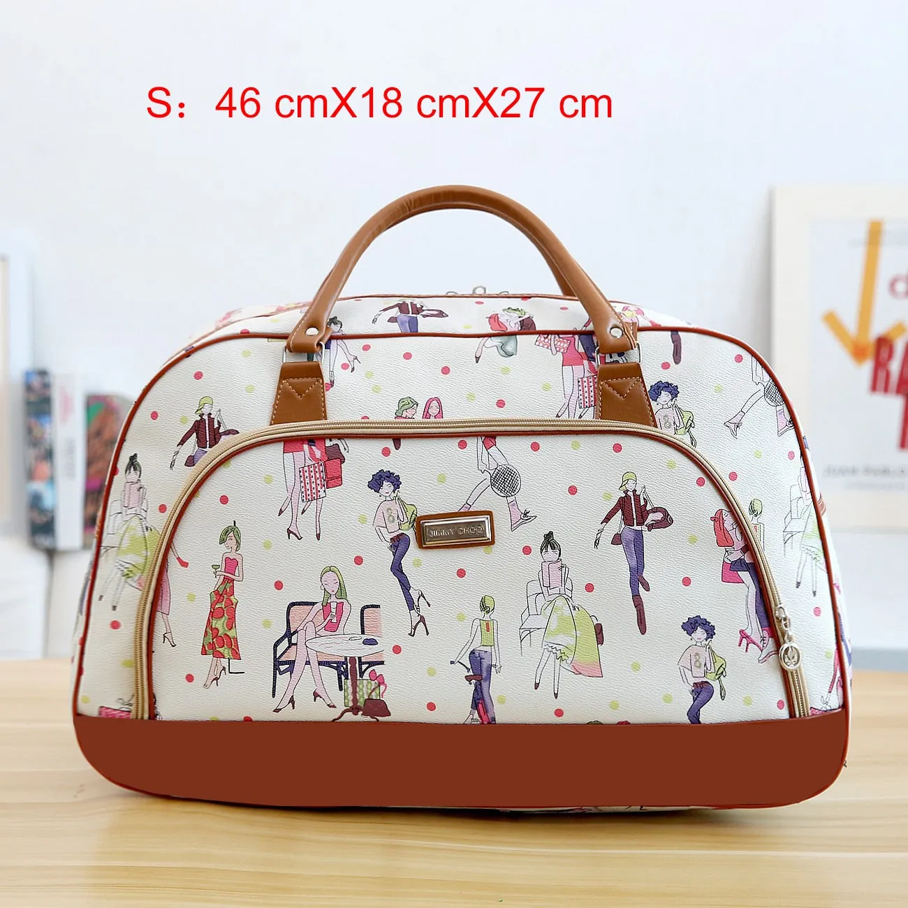Women Travel Bags PU Leather Large Capacity Waterproof Print Luggage Duffle Bag